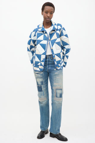 Blue & White Quilted Léopold Jacket