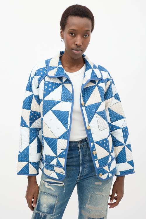 Blue & White Quilted Léopold Jacket