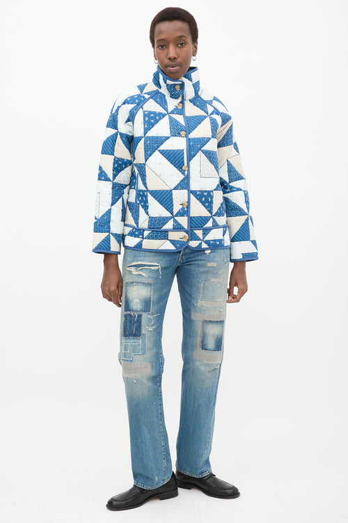 Blue & White Quilted Léopold Jacket