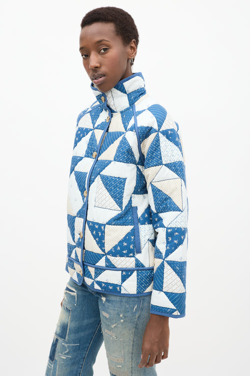 Blue & White Quilted Léopold Jacket