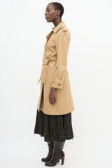 Sézane Brown Cotton Belted Mid Length Trench Coat