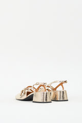 Sézane Gold Metallic Embossed Leather Paula Babies Pump