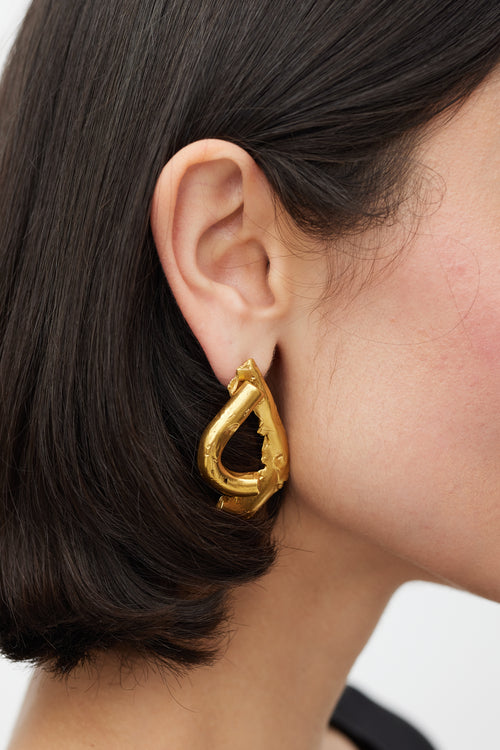 Alighieri Gold Warrior Abstract Asymmetrical Textured Earrings