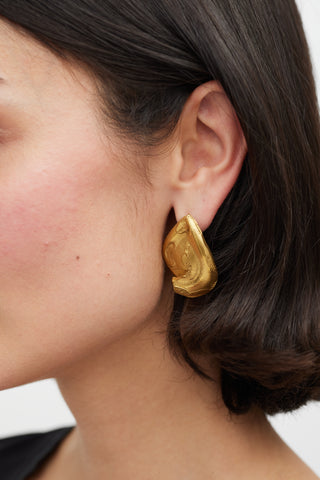 Alighieri Gold Warrior Abstract Asymmetrical Textured Earrings