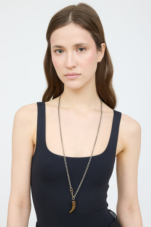 Sterling Silver & Bronze Horn Necklace