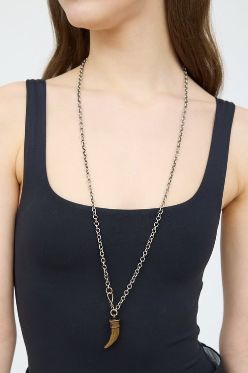 Sterling Silver & Bronze Horn Necklace