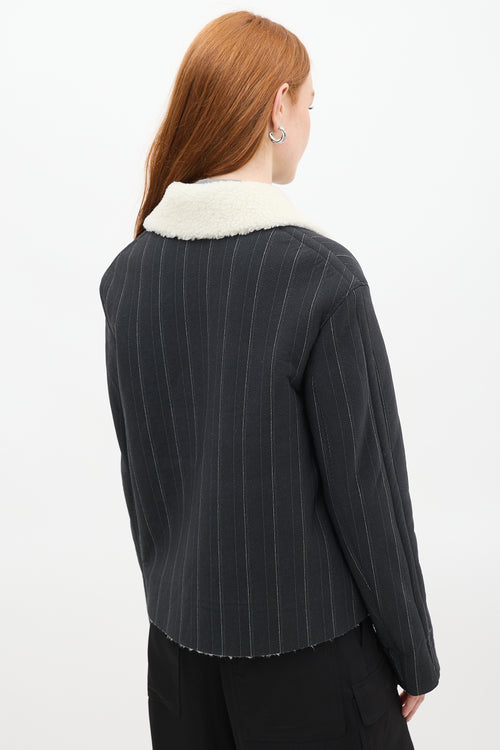 Schella Kann 2 Dark Grey Pinstripe Sherpa Jacket