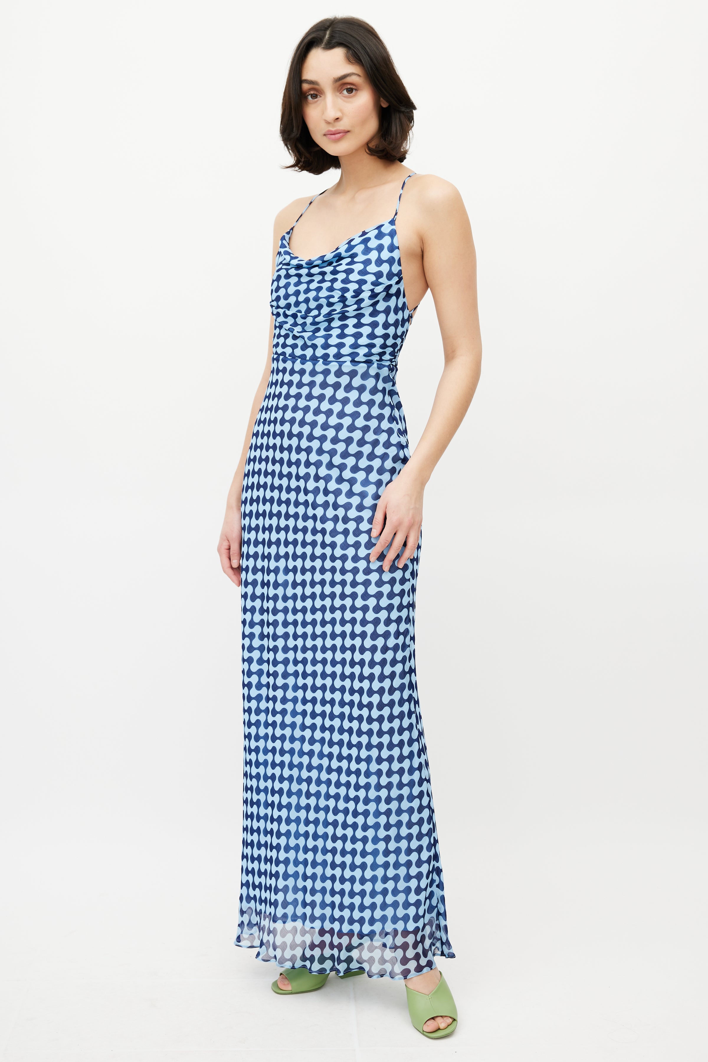 Shona Joy // Blue Patterned Maxi Dress VSP Consignment Shona Joy // Blue Patterned Maxi Dress VSP Consignment
