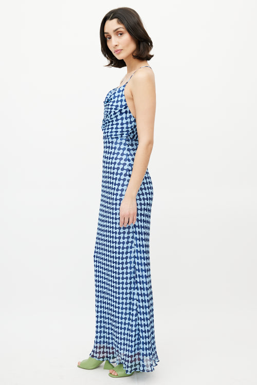 Shona Joy Blue Patterned Maxi Dress