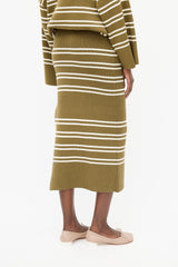Shona Joy Green & Cream Ribbed Sweater & Skirt Set