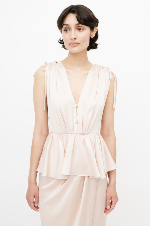 Shona Joy Pink Ruffled Peplum Dress