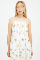 Shona Joy White & Yellow Floral Tiered Dress
