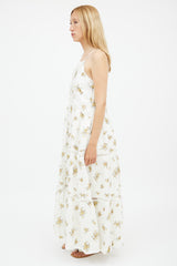 Shona Joy White & Yellow Floral Tiered Dress