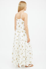 Shona Joy White & Yellow Floral Tiered Dress