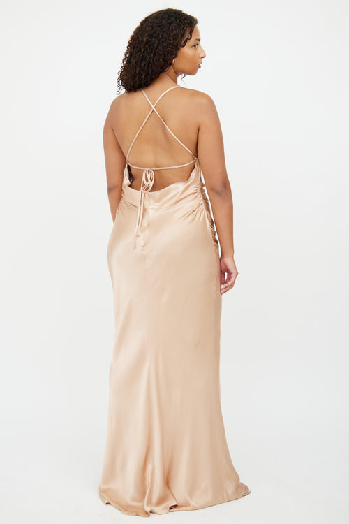 Shona Joy Beige Lace Up Back Dress