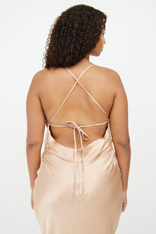 Shona Joy Beige Lace Up Back Dress