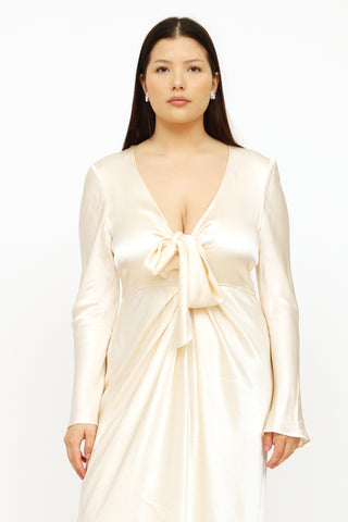 Shonajoy Cream La Lune Tie Front Gown