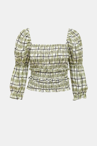 Shrimps Silk Plaid Daria Top
