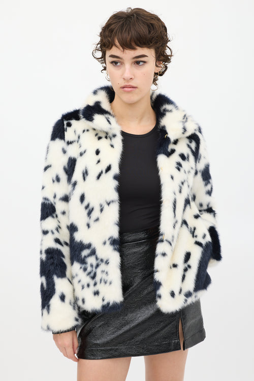 Shrimps White & Black Faux Fur Jacket