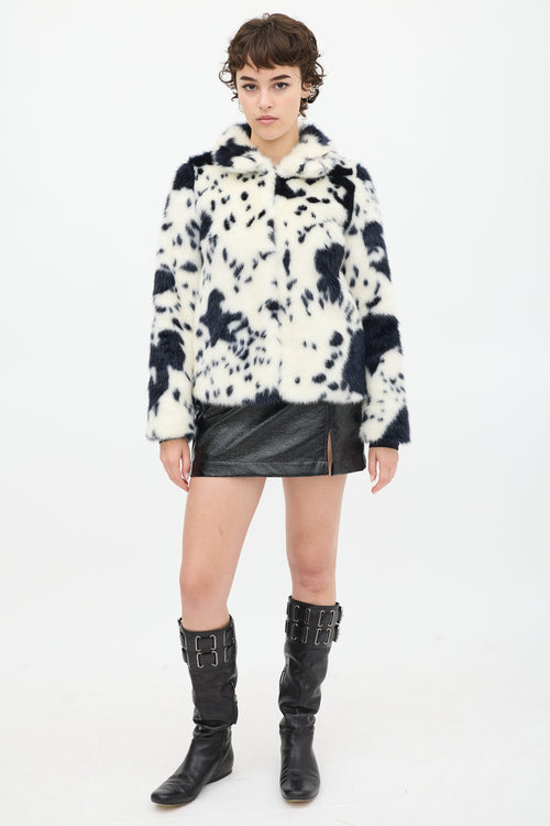 Shrimps White & Black Faux Fur Jacket