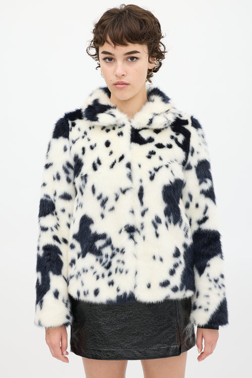 Shrimps White & Black Faux Fur Jacket