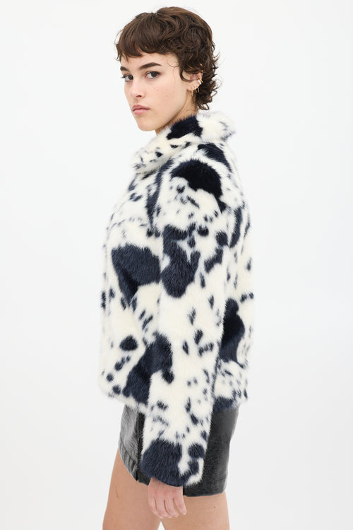 Shrimps White & Black Faux Fur Jacket