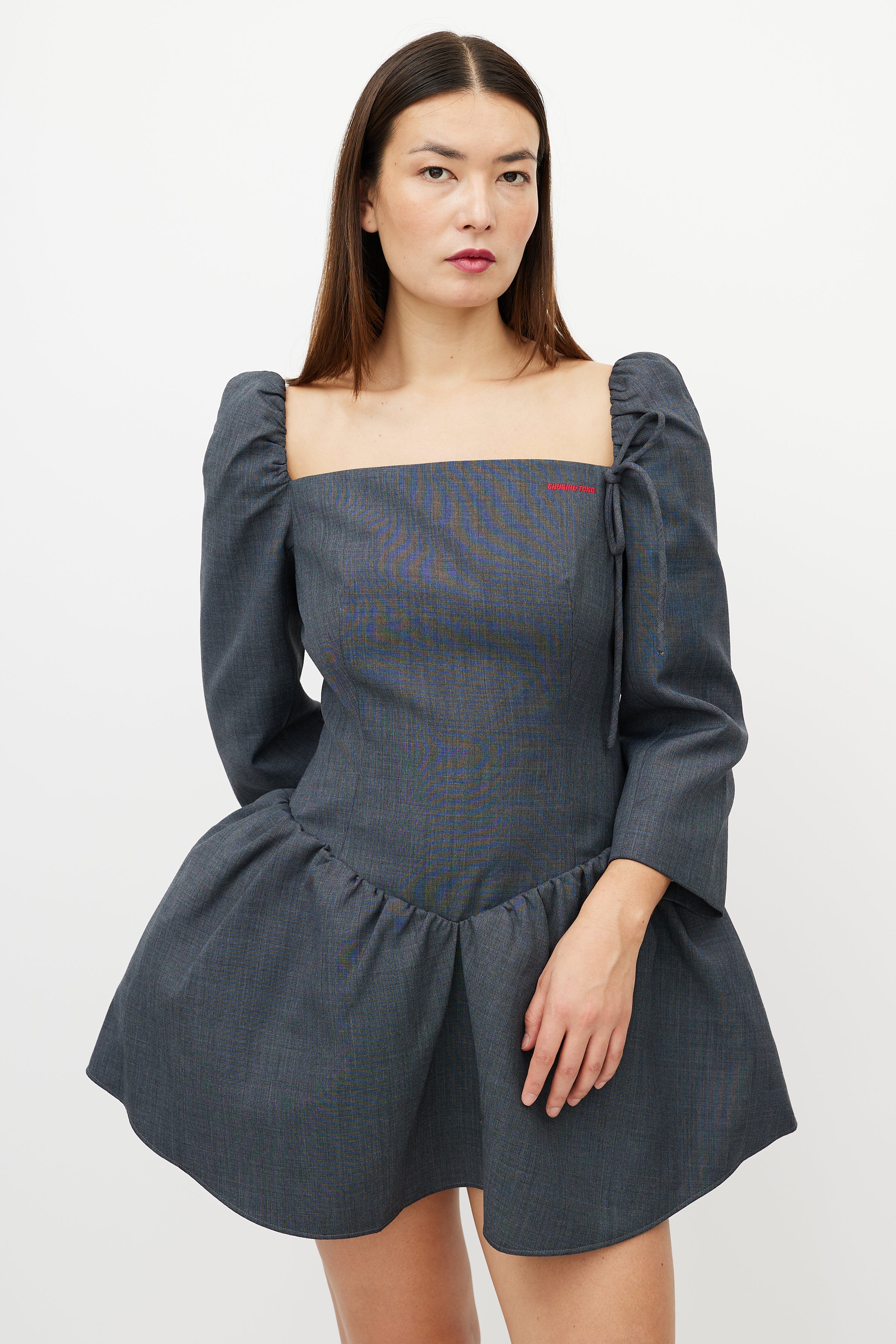 Shushu/Tong // X SSENSE Work Capsule Grey Peplum Dress VSP Consignment Shushu/Tong // X SSENSE Work Capsule Grey Peplum Dress VSP Consignment