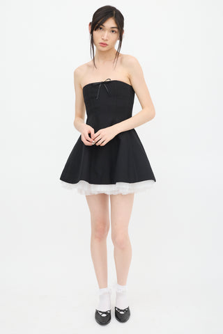 Shushu/Tong Black & White Wool Lace Bow Dress