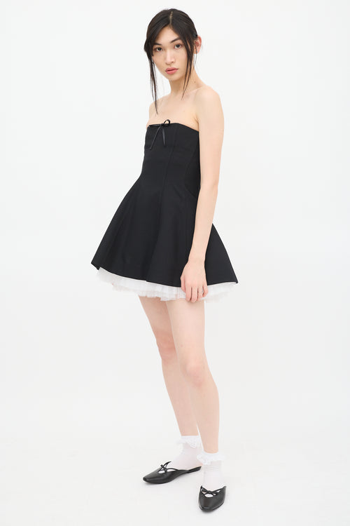 Shushu/Tong Black & White Wool Lace Bow Dress