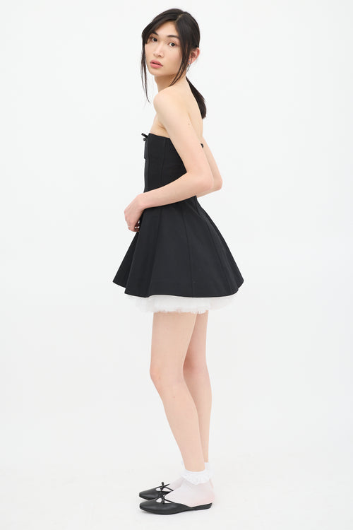 Shushu/Tong Black & White Wool Lace Bow Dress