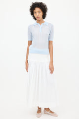 Shushu/Tong Blue Mesh Knit Polo Sweater