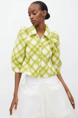 Shushu/Tong Green & White Wool Argyle Jacket
