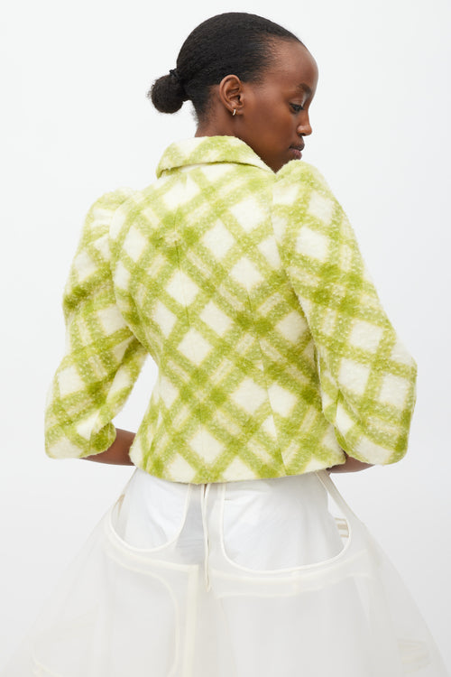 Shushu/Tong Green & White Wool Argyle Jacket