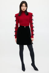 Shushu/Tong Red & Black Wool Bow Knit Sweater