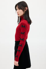Shushu/Tong Red & Black Wool Bow Knit Sweater