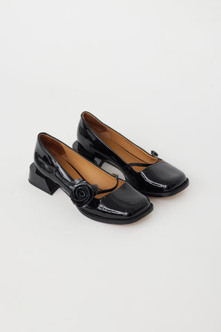 Shushu Tong X Charles & Keith Black Patent Rose Mary Jane Flat