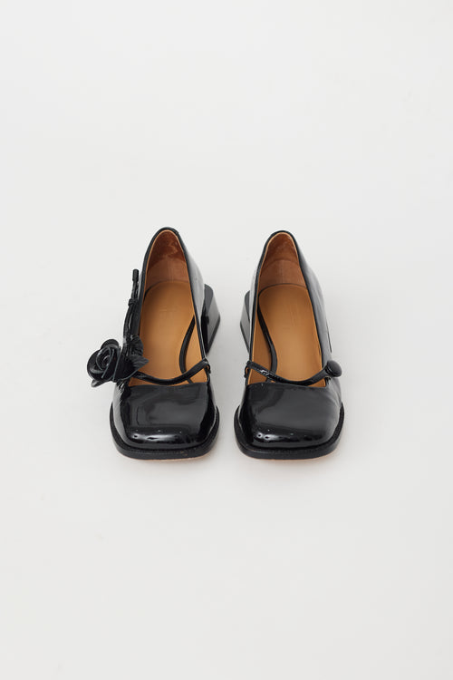 Shushu Tong X Charles & Keith Black Patent Rose Mary Jane Flat