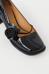 Shushu Tong X Charles & Keith Black Patent Rose Mary Jane Flat