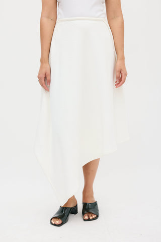 Sid Neigum White Ribbed Asymmetrical Skirt