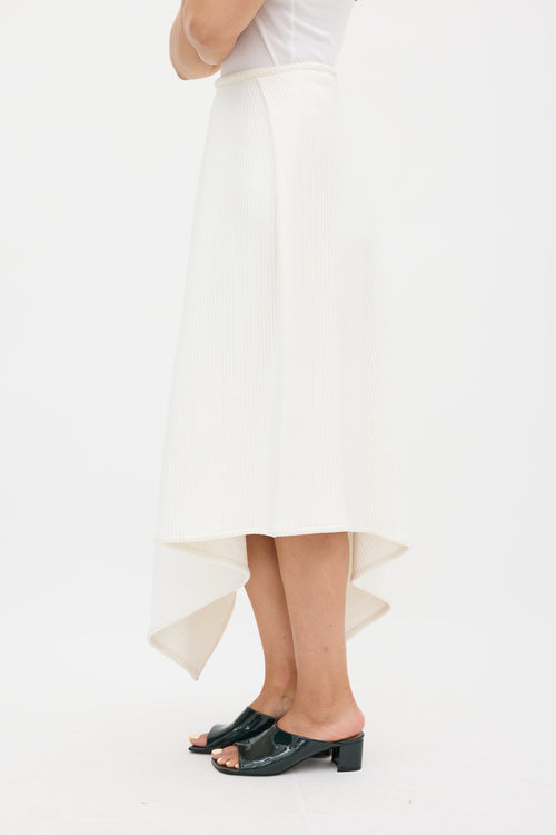 Sid Neigum White Ribbed Asymmetrical Skirt