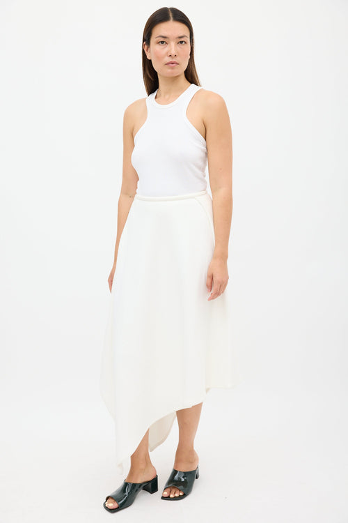 Sid Neigum White Ribbed Asymmetrical Skirt