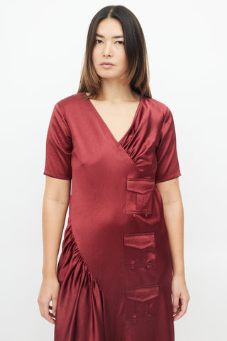 Sies Marjan Burgundy 3 Pocket Asymmetrical Dress