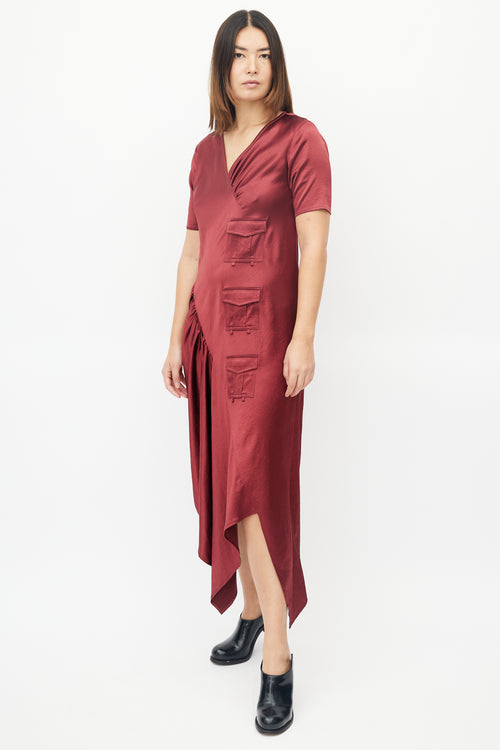 Sies Marjan Burgundy 3 Pocket Asymmetrical Dress