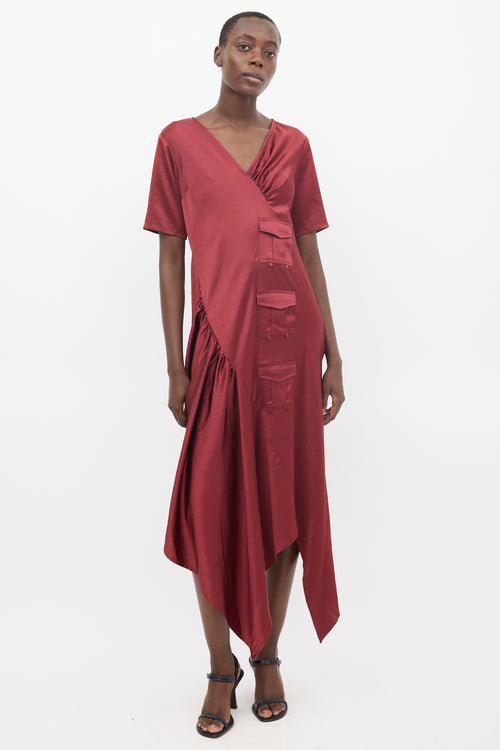 Sies Marjan Burgundy Asymmetrical Multi Pocket Dress