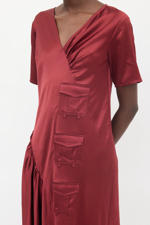 Sies Marjan Burgundy Asymmetrical Multi Pocket Dress