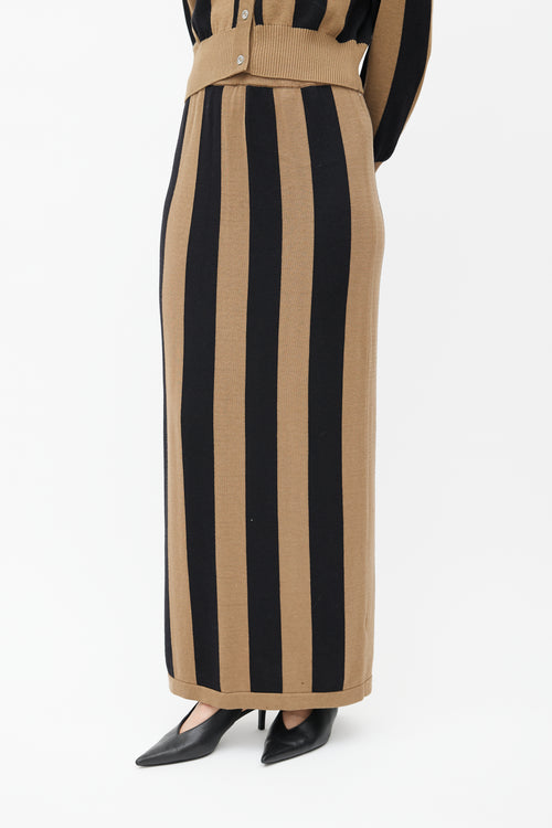 Silk Laundry Brown & Black Striped Knit Co-Ord Set