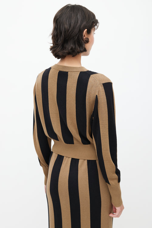 Silk Laundry Brown & Black Striped Knit Co-Ord Set