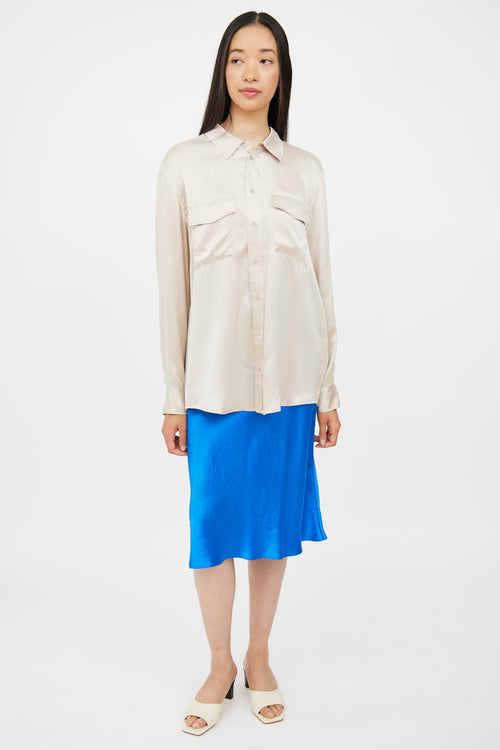 Silk Laundry Cream Boyfriend Shirt