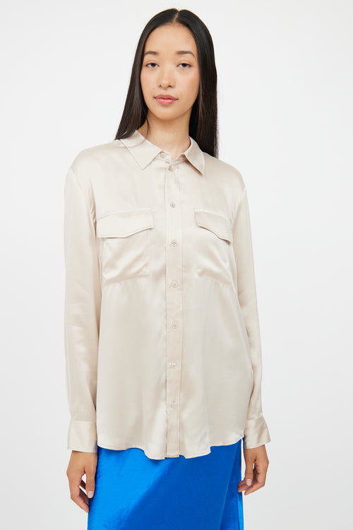 Silk Laundry Cream Boyfriend Shirt