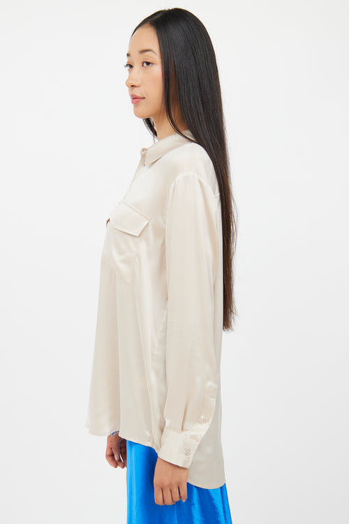 Silk Laundry Cream Boyfriend Shirt